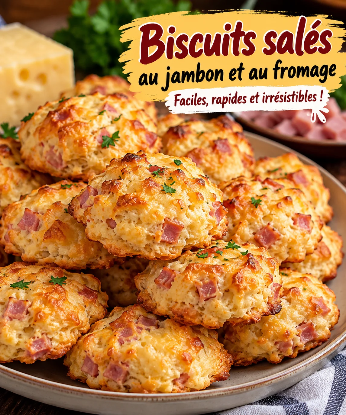 Biscuits salés au jambon et fromage