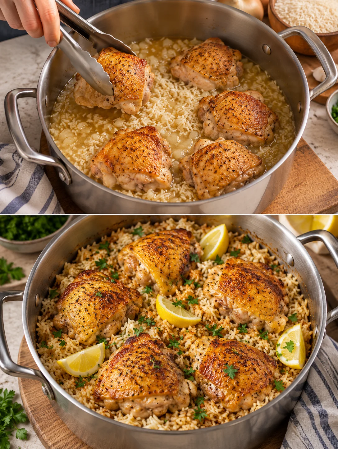 Poulet et riz en une seule cocotte