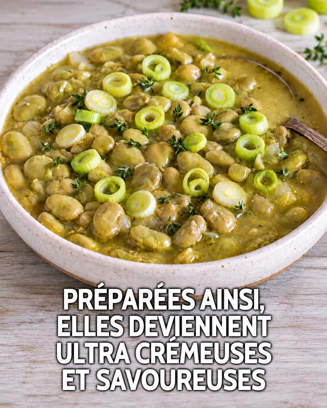 Soupe crémeuse de fèves aux herbes