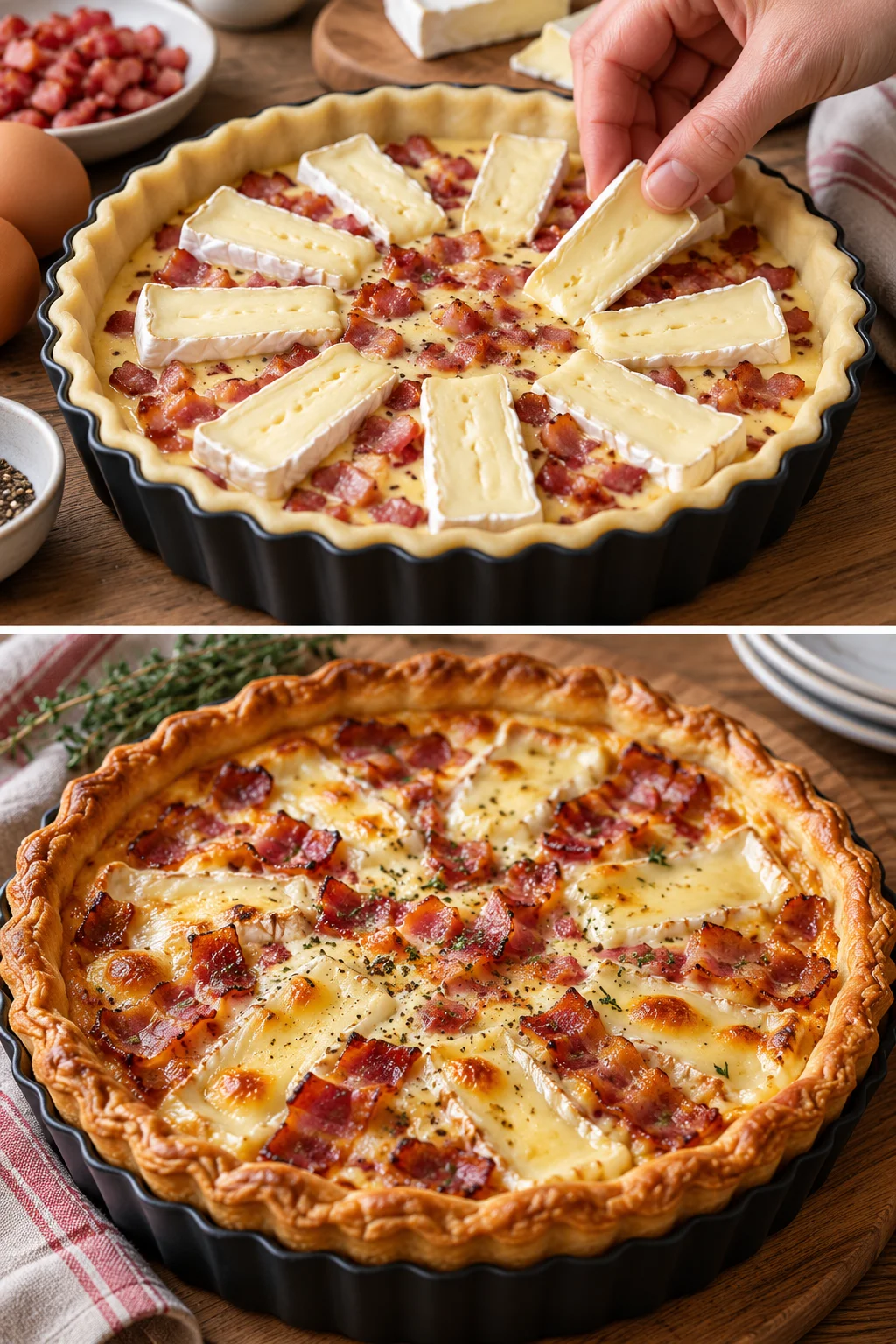 Tarte rustique au camembert et lardons